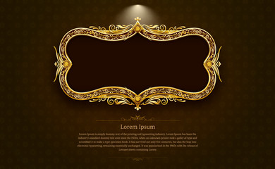gold frame circle border picture and pattern gold thai art Thai art