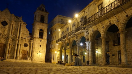 Fototapeta na wymiar The Cathedral of Havana on a Beautiful Night