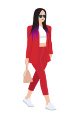 Women dressed in stylish trendy clothes - female fashion illustration