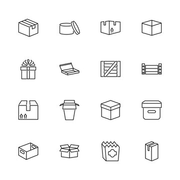 Box and Crates - Flat Vector Icons