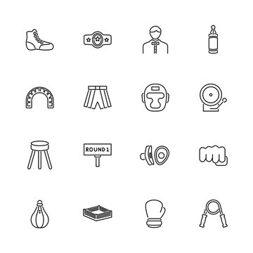 Boxing and Fighting - Flat Vector Icons