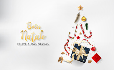 Italian Christmas (Buon Natale) and Happy New Year 2020 greeting card