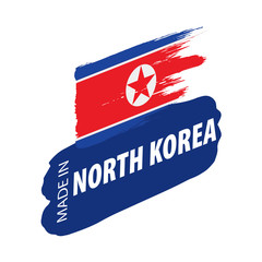 North Korea flag, vector illustration on a white background