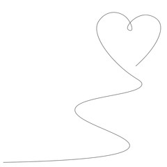 Love heart continuous one line drawing. Vector illustration