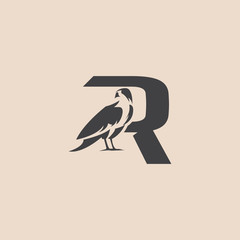 Raven. Fat style vector logo mark template or icon