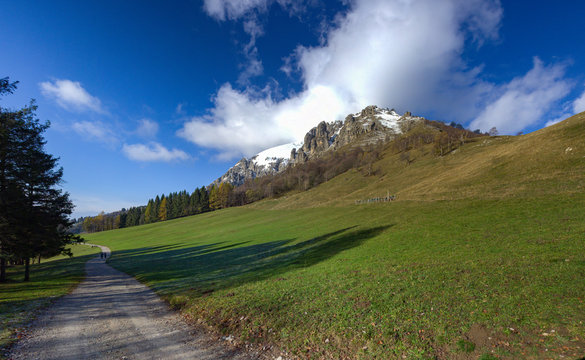 Alpine landscape in autumn season in Valsassina
