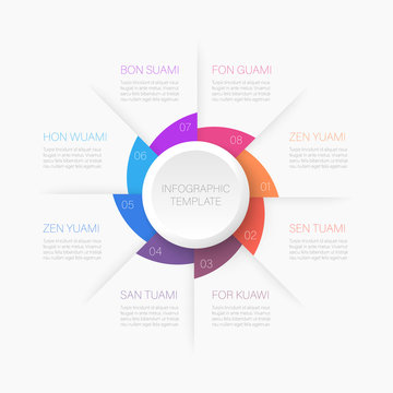 Infographics.A Circle Template With Eight Steps Or Parameters, A Process Diagram.form For Registration Or Presentation.the Color Of Understated Style. EPS 10.