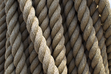 Vintage rope on a ship. - obrazy, fototapety, plakaty