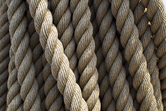 Vintage Rope On A Ship.