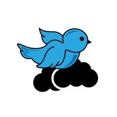 birds on the clouds white background from nature collection. bird icon trendy and modern