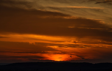 Fototapeta na wymiar Sunset evening from Melnik in autumn color day