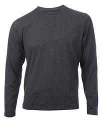 Heather grey longsleeve shirt used as inner or base layer in layered clothing for thermal insulation