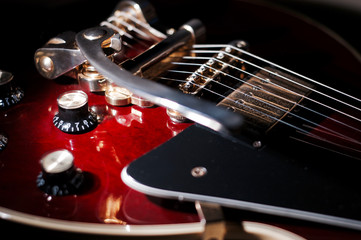 vintage red wine guitar closeup 