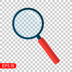 Search icon. Magnifying glass. Flat style loupe on transparent background - obrazy, fototapety, plakaty
