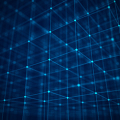 Fototapeta premium Blockchain technology concept. Big data visualization. 3D illustration. Distributed register technology