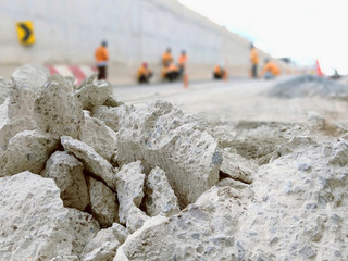 Concrete from road demolition In order to complete the construction again to meet standards