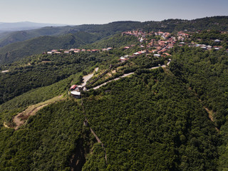 Aerial view to center of Sighnaghi town in Georgia's region of Kakheti. Signagi