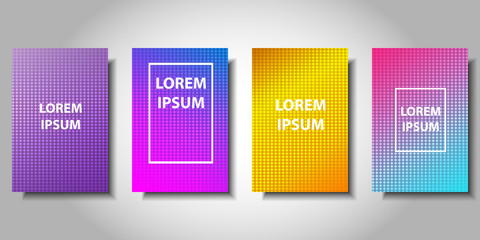 Minimal covers design. Halftone dots colorful design. Future geometric patterns. Vector.