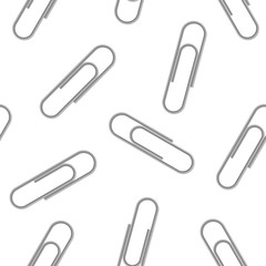 Paper clips seamless pattern. Vector background