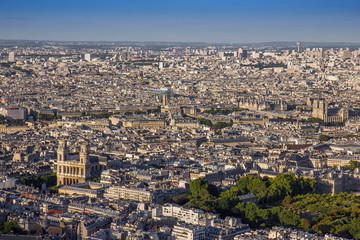 Fototapeta na wymiar Aerial view of the Paris with Saint Sulpice church