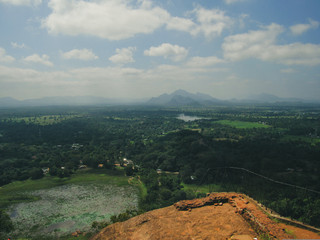 Jungle landscape at the top of ancient Sigiriya Lion Rock fortress in Sri Lanka 