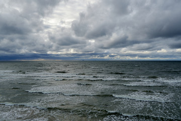 stormy sea and heavy clouds