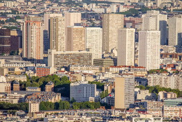 Fototapeta na wymiar Aerial view on the part of Paris