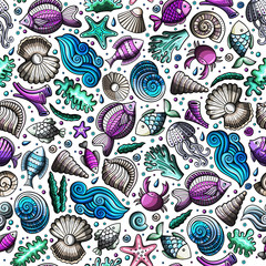 Cartoon under water life seamless pattern