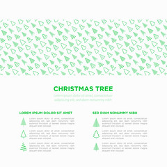 Concept with Christmas tree in different shapes. Minimalistic simple thin line icons. Vector illustration for greeting card, Christmas and New Year decoration.