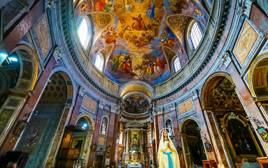 Fototapeta na wymiar Mary Statue Dome Basilica San Giacomo Augusta Church Rome Italy