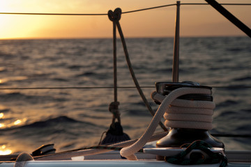 sailboat windlass with funky cape and sea bottom