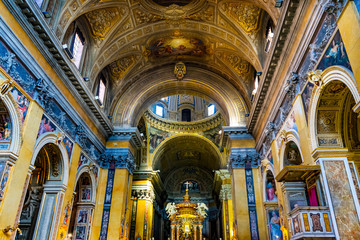 Fototapeta na wymiar Altar Statues Dome Basilica Santa Maria Traspontina Church Rome Italy