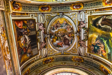 Fototapeta na wymiar Chapel Arch Frescoes Basilica Santa Maria Traspontina Church Rome Italy