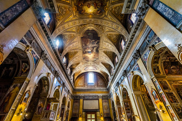 Fototapeta na wymiar Arches Frescoes Basilica Santa Maria Traspontina Church Rome Italy