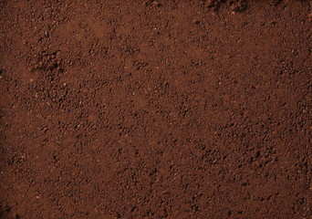 Powdered, instant coffee background and texture, top view