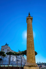 Ancient Emperor Trajan Column Victor Emanuel Monument Rome Italy