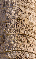 Ancient Emperor Trajan Column Sculpture Close Rome Italy