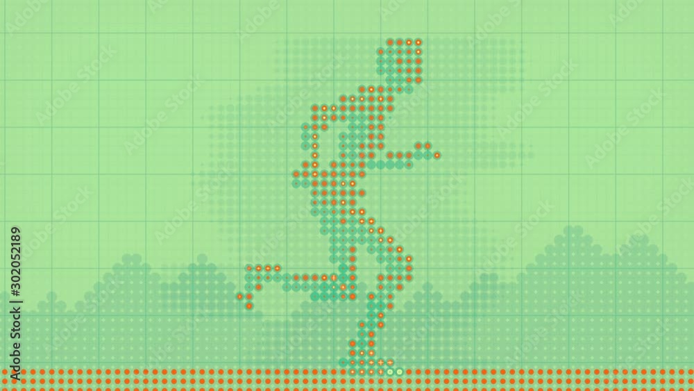 Leinwandbilder running man from colored dot flowing pattern. abstract design silhouette. runner profile. seamless l