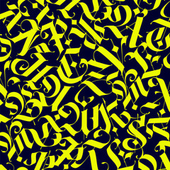 Pattern, ornament in the Gothic style. Alphabet. Calligraphy and lettering. Medieval latin letters. Graphic elements for corporate identity for the company. Elegant font for tattoos.