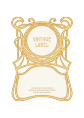 Label, decorative frame, border. Good for product label. with place for text Colored vector illustration. In art nouveau style, vintage, old, retro style. Isolated on white background..
