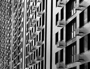 Black and white modern architecture in perspective backdrop