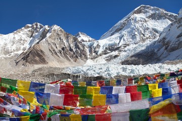 Mount Everest base camp prayer flags Nepal Himalayas