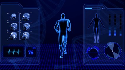X-Ray Scan Infographic Background Showing Body Heart Rate and Human Anatomy Genetics - Powered by Adobe
