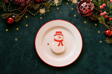 Christmas dinner plate with cookie