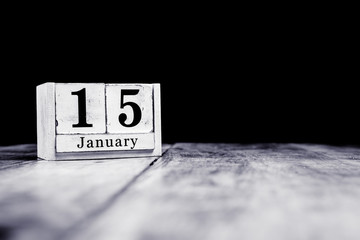 January 15th, 15 January, Fifteenth of January, calendar month - date or anniversary or birthday