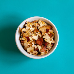 Approach to fruit with colored background