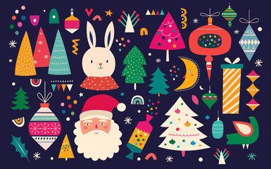 Christmas decorative illustration in vintage style with great ones