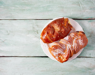 fresh sweet buns on a plate