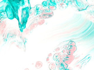Green mint and pink hand painted background