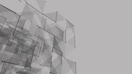 Connection of dots and lines on a white background. Abstract vector illustration.